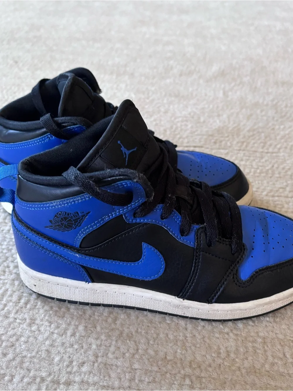 Nike Air Jordan Kids Black and Royal Blue High-Top Sneakers